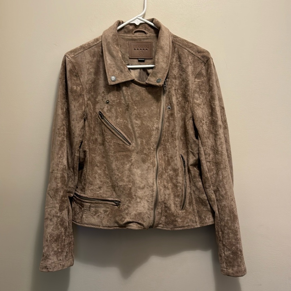 Tan BlankNYC Jacket- SUPER soft suede, zippers on sleeves.